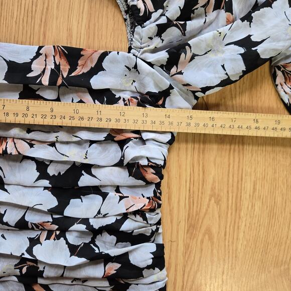 Abercrombie & Fitch Womens Cottage Boho Romantic Floral Ruched Puff Sleeve Top - Picture 11 of 12